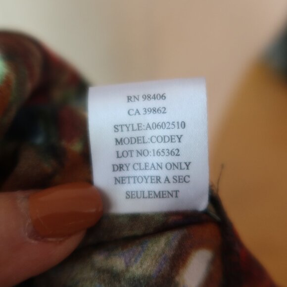 Theory 100% silk "Codey" blouse top cowl neck multicolor print size P $145 - Picture 12 of 12